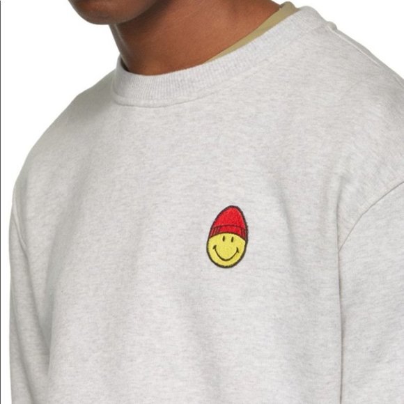 Ami Paris Alexandre Mattiusi Smiley patch crewneck pullover medium Heather grey - Picture 2 of 16
